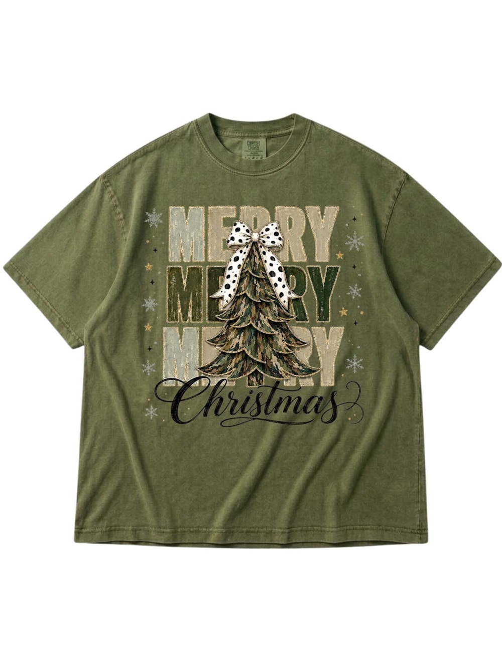 Comfort Color Moss Green Merry Christmas Graphic T-Shirt